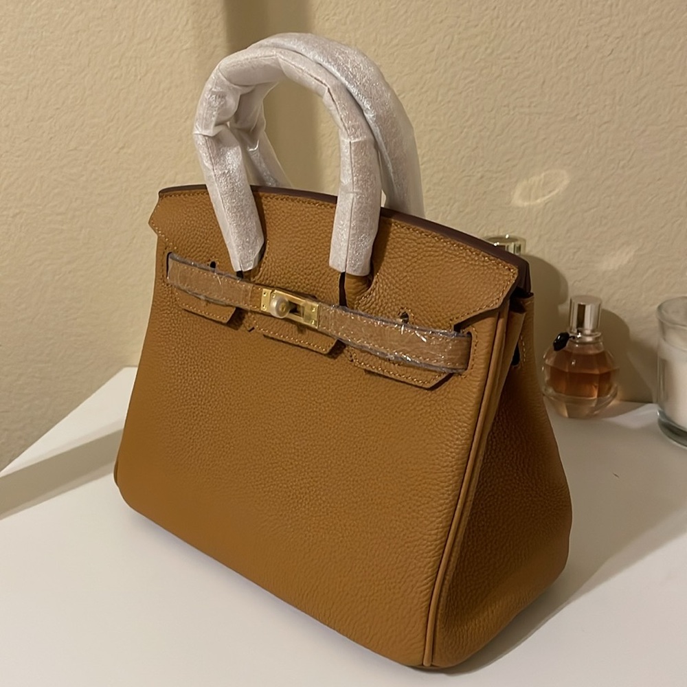 Top Handle Leather BK Satchel 25cm Biscuit